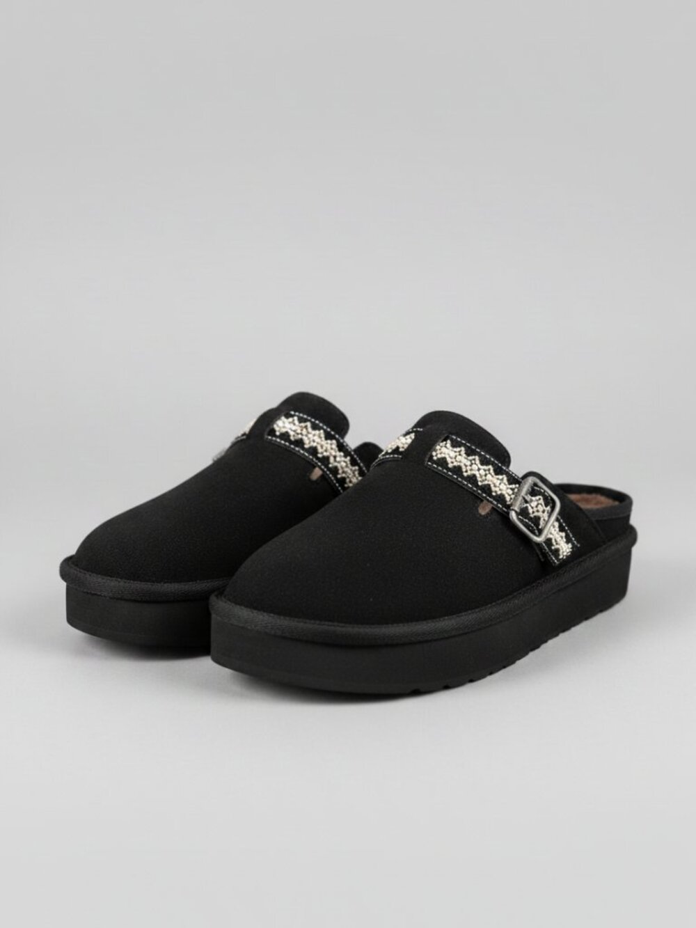 Blowfish Malibu Monday Black Suede Platform Mules Sz 7 NEW